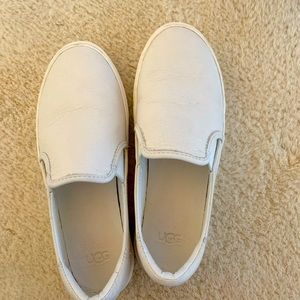 UGG white leather 7.5 slip ons